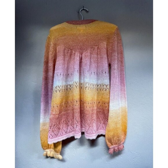 New LC Lauren Conrad Pullover Mock Neck Sweater Womens Medium Crochet Space-Dye - Picture 2 of 11